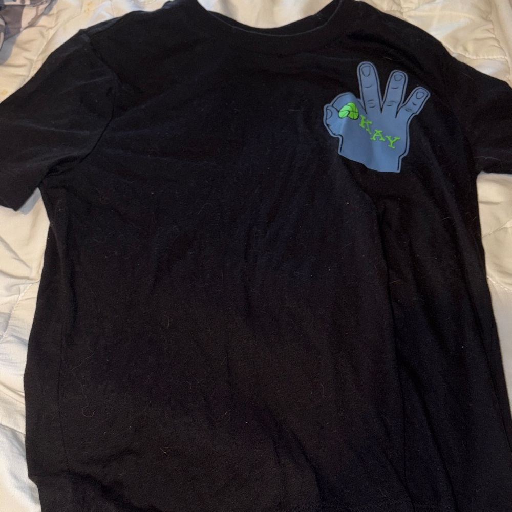 Black Kids T-Shirt with Graphic Print